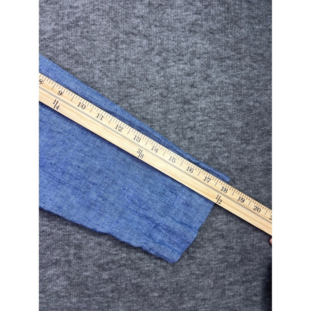FLAX Blue 100% Linen Button Down Tunic V-Neck Pocket Tulip Hem Top Small - Picture 10 of 11